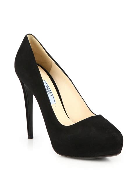 black pumps prada|Prada black suede pumps.